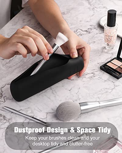Portador de escova de maquiagem de viagem grande, magnético anti-queda de silício portátil portátil portátil Brushs de escovas de rosto,
