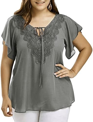 Camiseta Lisa Talla Grande para Mujer Blusa Holgada Verano 2023 Camisetas Manga Corta Cuello Redondo Ropa Para Mujer