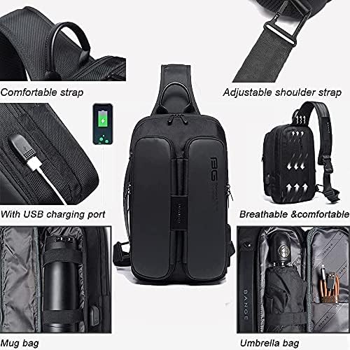 Ozuko Sling Backpack Sling Bag Backpack Backpack ombro Casual Daypack Rucks mack para homens