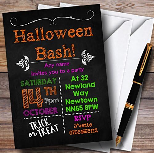 Convites de festa personalizados de Halloween no estilo de giz colorido
