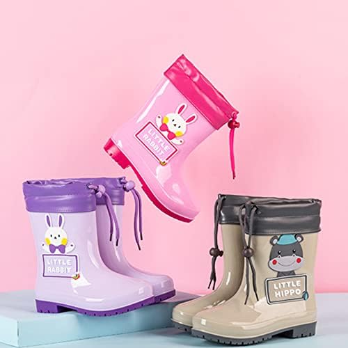 Crianças fofas de desenho animado moda à prova d'água e não deslizam botas de chuva com botas de chuva de flecce sapatos de fundo