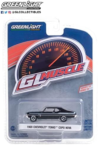 Greenlight Hollywood 13290 -A Muscle Series 24 - 1969 Chevy Yenko Copo Nova - Tuxedo Black 1:64 Escala