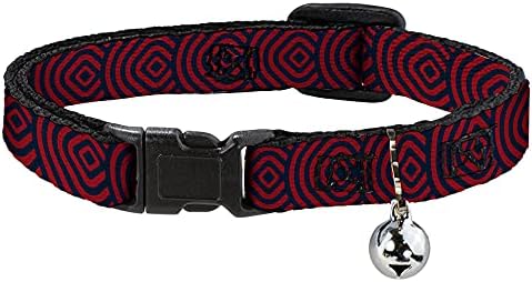 Cat Collar Breakaway Square Alvo Red Navy de 8 a 12 polegadas 0,5 polegadas de largura