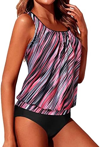 Yonique Tankini Tankini de duas peças para mulheres Modest Bathing Suits Loose Fit Swimwear