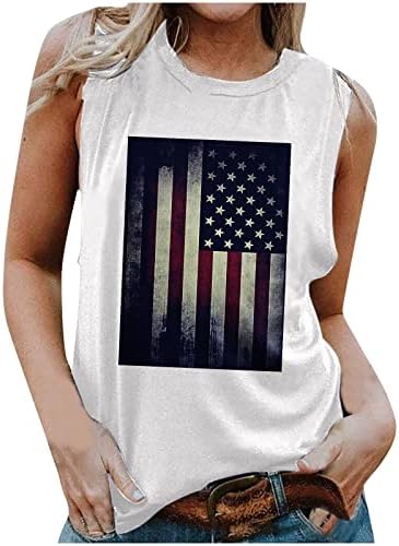 Camisa de bandeira americana de tanque de verão feminina para mulheres 4 de julho Tops Tops USA Stars Stars Stripes