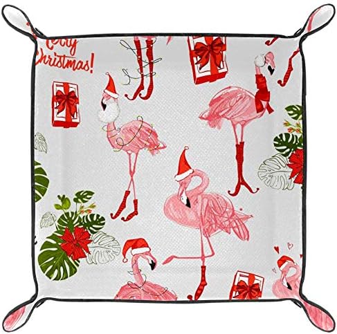 Bandejas de mesa do escritório Muooum, Feliz Natal Flamingo, Bandeja de Bandejas de Couro Caixas de Relage