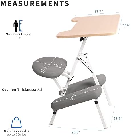 Cadeira de ajoelhamento vivo com mesa de 28 x 18 polegadas, fezes de postura ajustável em altura com mesa para casa