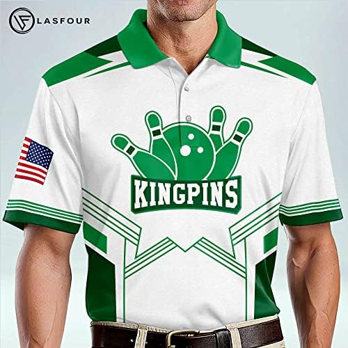 Camisas de boliche personalizadas com nomes, camisas de boliche para homens de manga curta, camisa do time de boliche King Pin para homens e mulheres