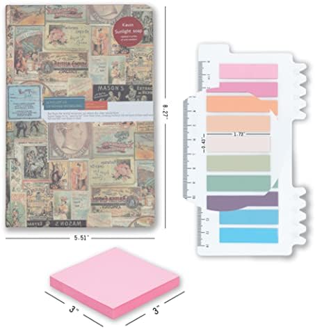 Caderno Shueyeh com guias e notas adesivas, caixa de presente, conjunto de 6 peças, material de escritório, acessórios