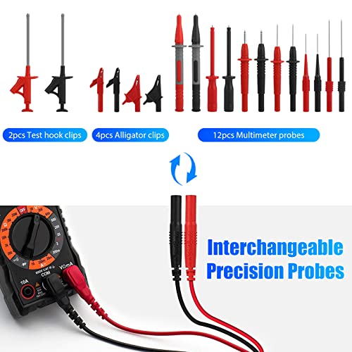 Kit de leads de teste multímetro de 25pcs, kit de leads multímetro de silicone atualizado com sondas de piercing de arame substituíveis,