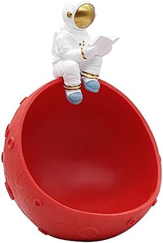 PRIMO Supply Astronaut Feliz mesa de mesa Catchall - Space Decor Candy Bowl - Tigela decorativa - Titular -chave - Decoração da mesa do escritório - Party Candy Bowl - Jóias de resina - Tigela de armazenamento de mesa - Vermelho…