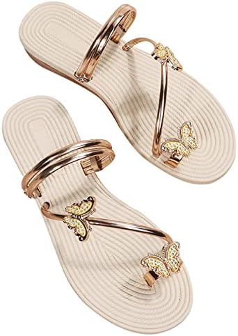 Flipers femininos Stromestone anel de dedo lisado lisadas de sandália de sandália de verão stransp de pulmões ao ar livre sandálias