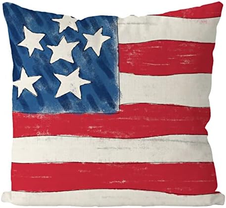 Gagec 4 de julho Capas de travesseiro de 18x18 polegadas Patriótico American Stars Stars Throw Pillow Covers Independence Day