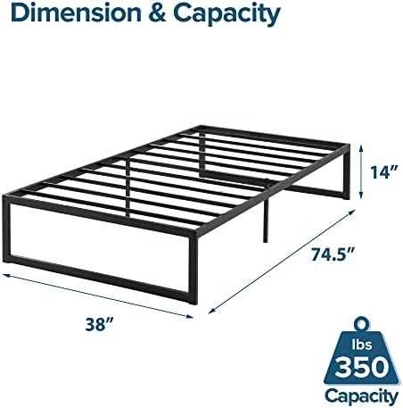 Zinus Abel Metal Plataforma Fundação da cama / colchão com suporte de rodo