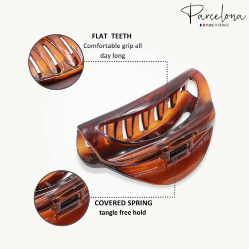 Parcelona French Vrille Small Tortoise Shell 2 3/4 Cellulóide sem deslizamento Clipes de garra robustos Clips Hair Clips