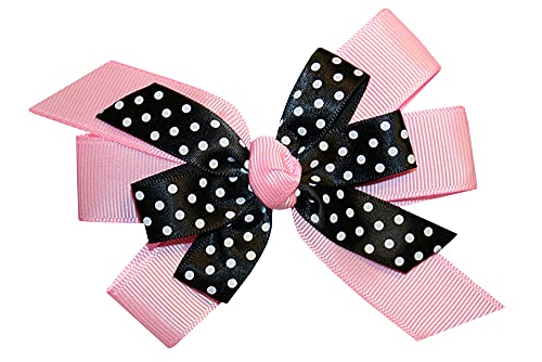 WD2U Girls Black pontilhado boutique Boutique Bow French Clip Barrette USA Neon Pink