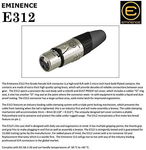 AudioBlast - 2 unidades - 18 pés - HQ -4 - STAR Quad balanced masculino para fêmeas Cabos de microfone com eminência E311 e E312