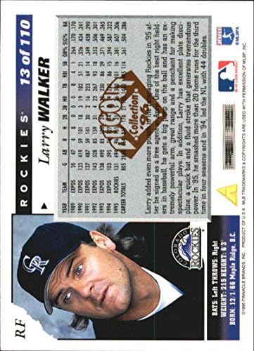 1996 Score Dugout Collection Series 113 Larry Walker NM-MT Rockies