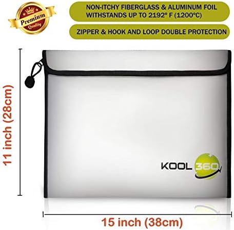 2192 ° F Bolsa de documentos à prova de fogo | 15 ”x 11“ bolsa de dinheiro à prova de fogo | Envelope resistente à água de