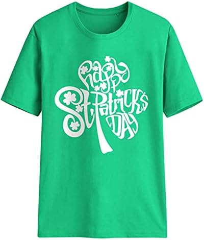 Camiseta de verão para mulheres camisetas gráficas camisas de novidade impressas boas vibrações Rainbow Lucky Shamrock
