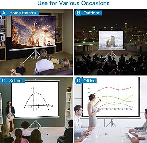 IULJH 60-100 polegadas 16: 9 Tela de fibra de tecido branco fosco de projetor interior portátil com um tripé de suporte
