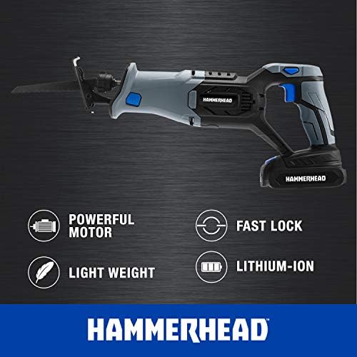 Hammerhead 20v sem fio 4 -tool kit: broca, serra alternativa, serra circular e luz LED com duas baterias e carregador de 1.5AH - HCC2040