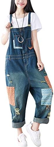 Yeokou feminino solto de jeans largo largo groth jumpsuit macacão macacão macacão