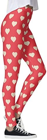 IIUS Valentines Alto Rise Alto para Mulheres Coração Print Yoga Correndo Leggings Ultra Mobia Escovada Espacada de Ginástica