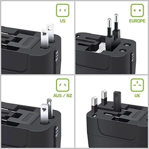 Viagem USB Plus International Power Adapter Compatível com Karbonn A12+ para energia mundial para 3 dispositivos USB TypeC,
