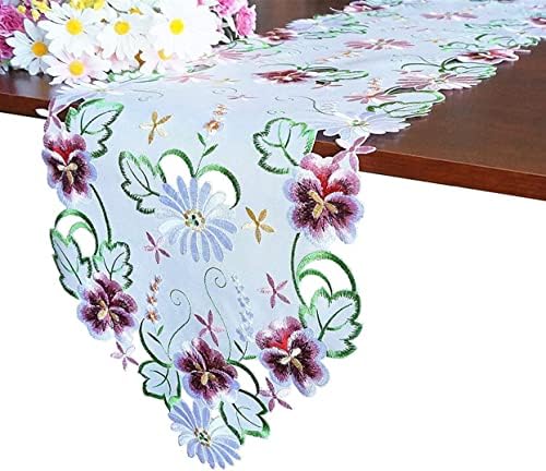 GrandDeco Spring Mesa florida Corredor 13x34 Bordo de corte de flores Floral Flores Floral Fabric Cenadora para casa de jantar