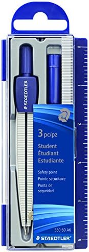 Bússola geométrica de metal de Staedtler, azul, prata