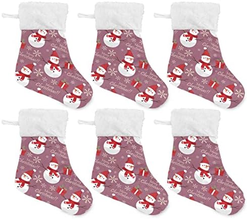 Jstel Xmas Snowman Christmas Hanging Meocks 6 pacote Pequeno feriado de natal pendurar meias para decoração de festa
