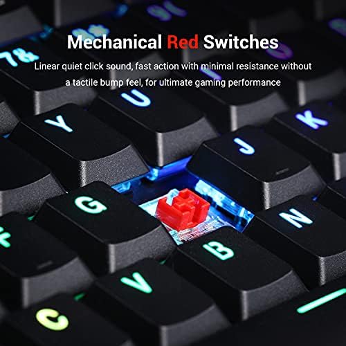 Teclado de jogo mecânico Redragon RGB LED LED LIDA BENVIDA MACRO 104 CHUPTINES RED RED SWITCHES PAR