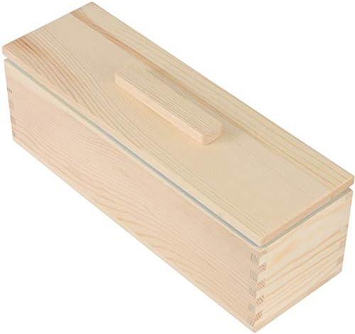 Zeonhak 2 pacote de 42 onças de molde de sabão retangular, molde de pão de sabão flexível com tampa de madeira e caixa para fabricação